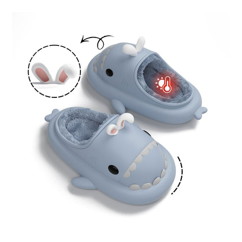 Sharkicks Basic - Hiver, Chaussons Requins Lapin, Talon Ouvert